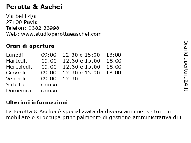 Perotta & Aschei a Pavia: indirizzo e orari di apertura