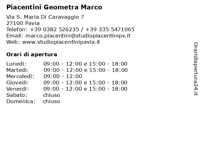 Piacentini Geometra Marco a Pavia: indirizzo e orari di apertura