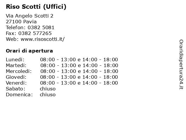 Riso Scotti (Uffici) a Pavia: indirizzo e orari di apertura