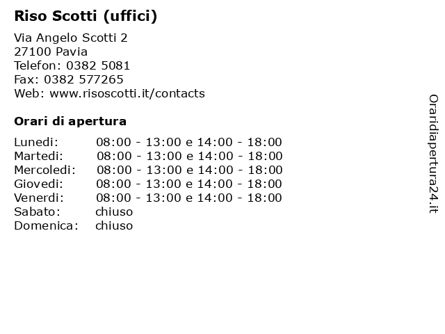 Riso Scotti (uffici) a Pavia: indirizzo e orari di apertura
