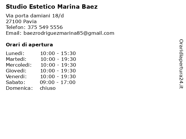Studio Estetico Marina Baez a Pavia: indirizzo e orari di apertura