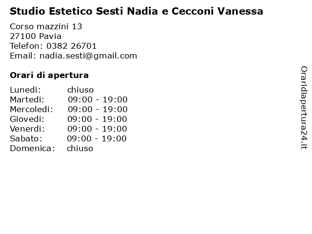 Studio Estetico Sesti Nadia e Cecconi Vanessa a Pavia: indirizzo e orari di apertura