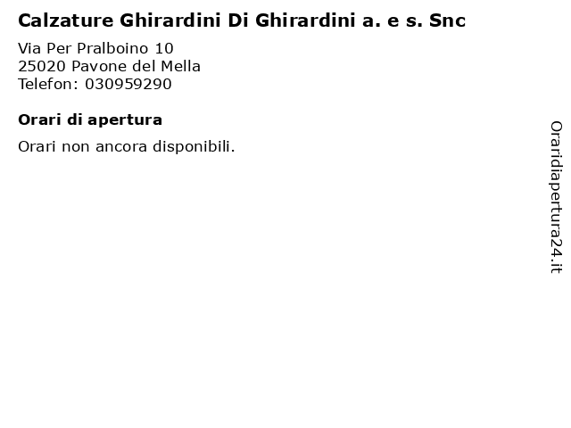 Calzature Ghirardini Di Ghirardini a. e s. Snc a Pavone del Mella: indirizzo e orari di apertura