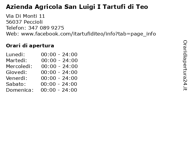 Azienda Agricola San Luigi I Tartufi di Teo a Peccioli: indirizzo e orari di apertura