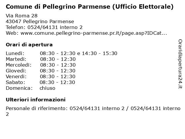Comune di Pellegrino Parmense (Ufficio Elettorale) a Pellegrino Parmense: indirizzo e orari di apertura