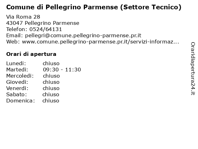 Comune di Pellegrino Parmense (Ufficio Leva) a Pellegrino Parmense: indirizzo e orari di apertura