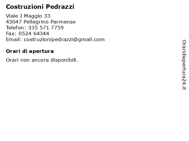 Costruzioni Pedrazzi a Pellegrino Parmense: indirizzo e orari di apertura