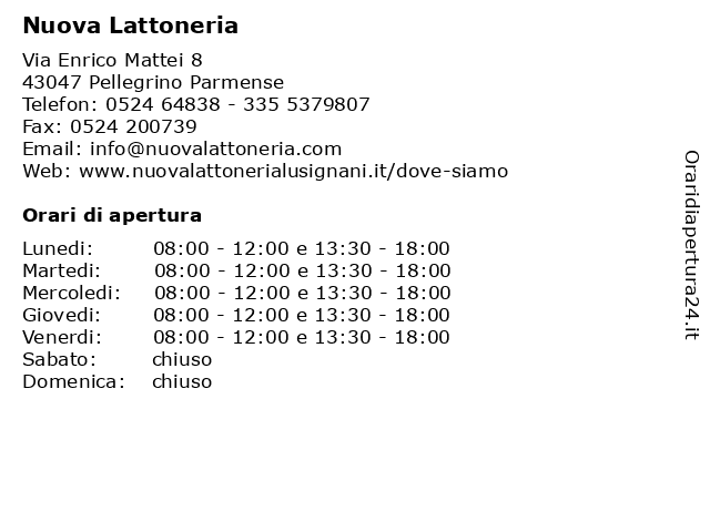 Nuova Lattoneria a Pellegrino Parmense: indirizzo e orari di apertura