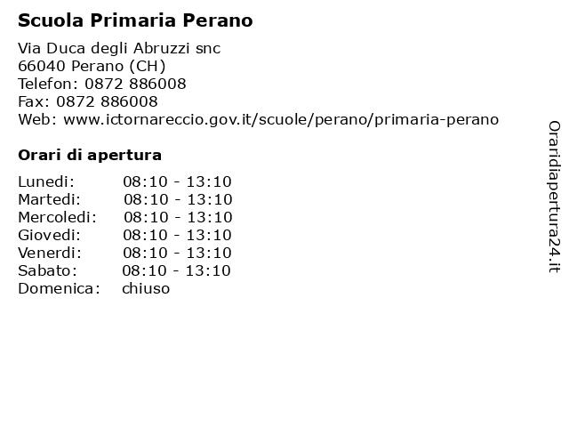 Scuola Primaria Perano a Perano (CH): indirizzo e orari di apertura