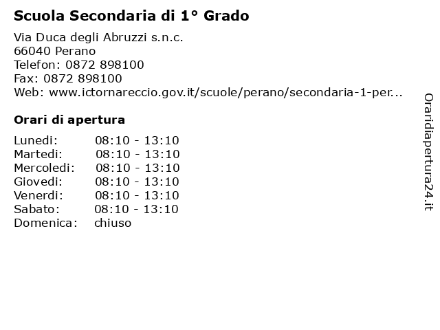 Scuola Secondaria di 1° Grado a Perano: indirizzo e orari di apertura