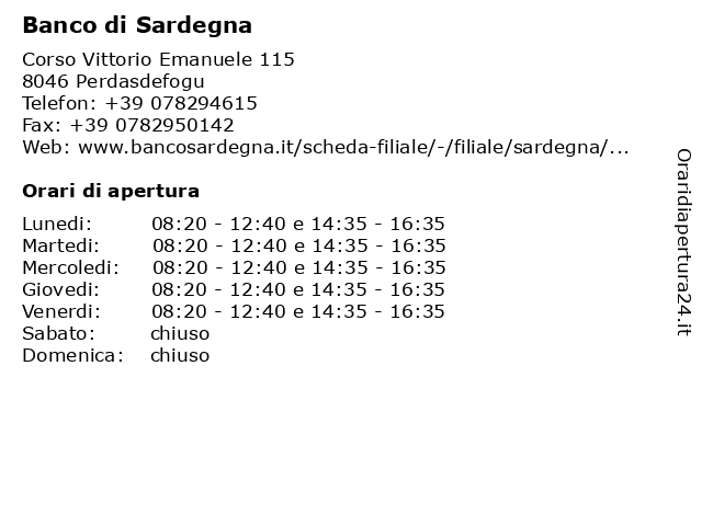 Banco di Sardegna a Perdasdefogu: indirizzo e orari di apertura