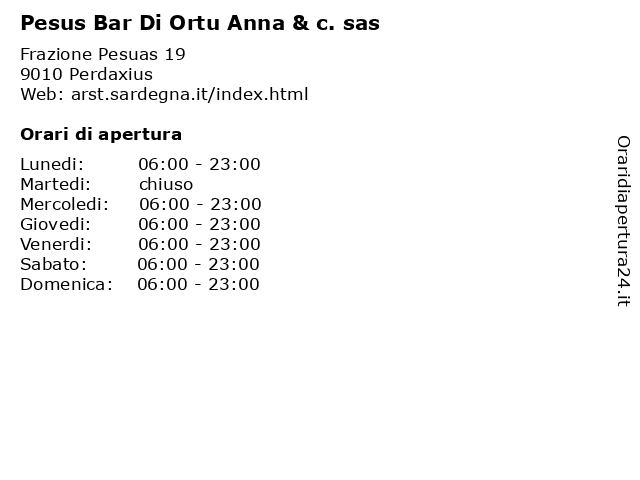 Pesus Bar Di Ortu Anna & c. sas a Perdaxius: indirizzo e orari di apertura