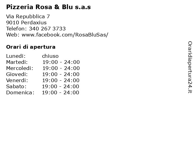 Pizzeria Rosa & Blu s.a.s a Perdaxius: indirizzo e orari di apertura