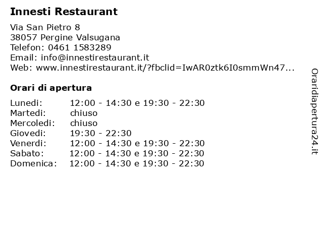 Innesti Restaurant a Pergine Valsugana: indirizzo e orari di apertura