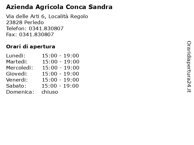 Azienda Agricola Conca Sandra a Perledo: indirizzo e orari di apertura