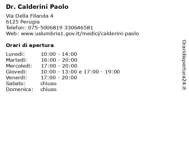 Dr. Calderini Paolo a Perugia: indirizzo e orari di apertura