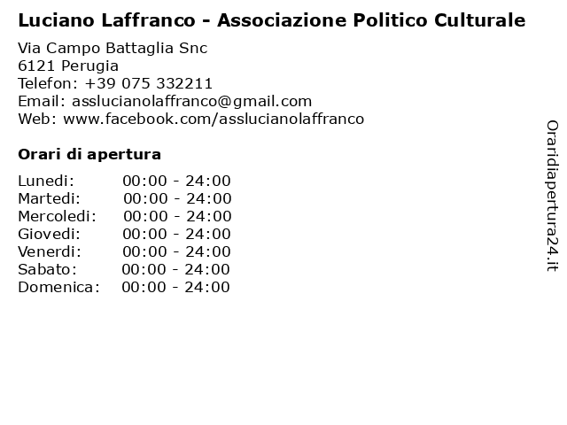 Luciano Laffranco - Associazione Politico Culturale a Perugia: indirizzo e orari di apertura