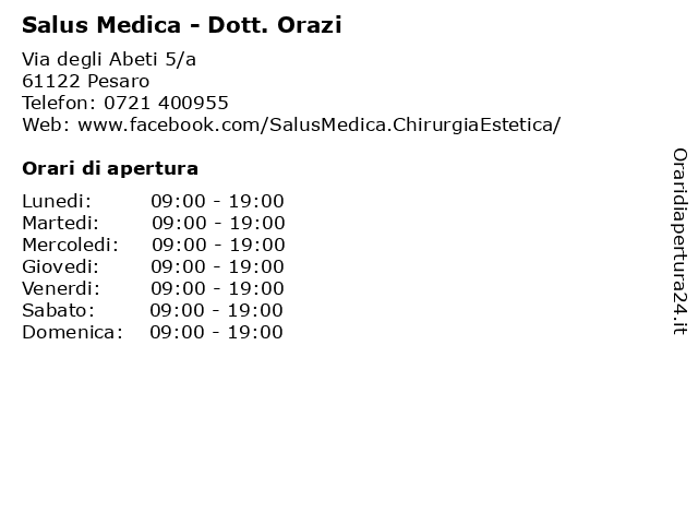 Salus Medica - Dott. Orazi a Pesaro: indirizzo e orari di apertura