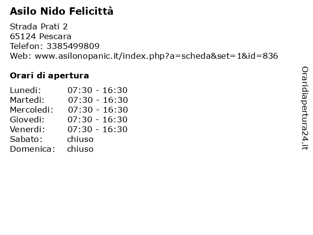 Asilo Nido Felicittà a Pescara: indirizzo e orari di apertura