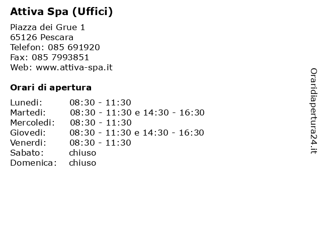 Attiva Spa (Uffici) a Pescara: indirizzo e orari di apertura