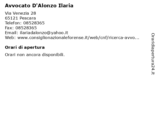 Avvocato D'Alonzo Ilaria a Pescara: indirizzo e orari di apertura