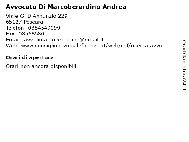 Avvocato Di Marcoberardino Andrea a Pescara: indirizzo e orari di apertura