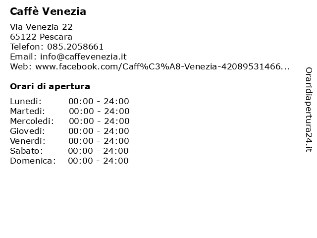 Caffè Venezia a Pescara: indirizzo e orari di apertura