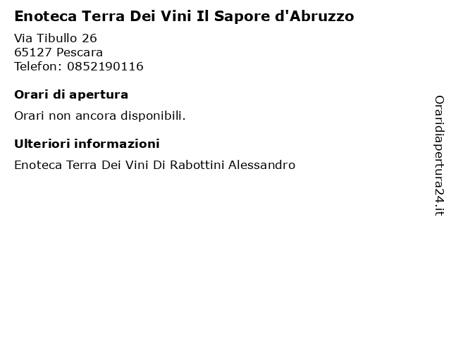 Enoteca Terra Dei Vini Il Sapore d'Abruzzo a Pescara: indirizzo e orari di apertura