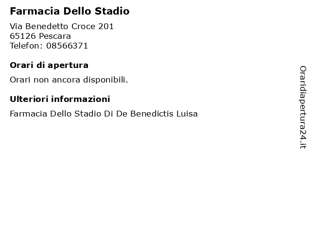 Farmacia Dello Stadio a Pescara: indirizzo e orari di apertura