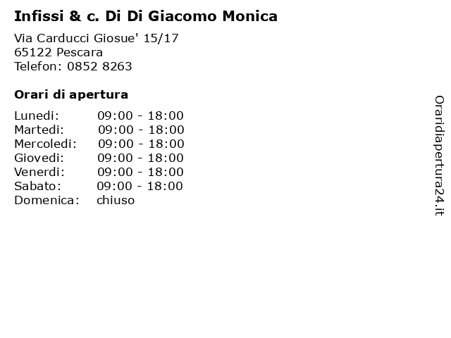 Infissi & c. Di Di Giacomo Monica a Pescara: indirizzo e orari di apertura