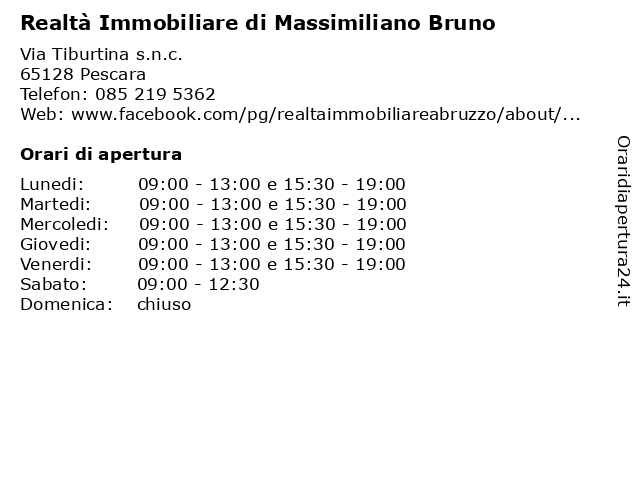 Realtà Immobiliare di Massimiliano Bruno a Pescara: indirizzo e orari di apertura