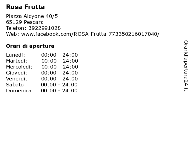Rosa Frutta a Pescara: indirizzo e orari di apertura