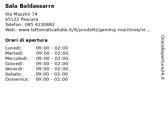 Sala Baldassarre a Pescara: indirizzo e orari di apertura