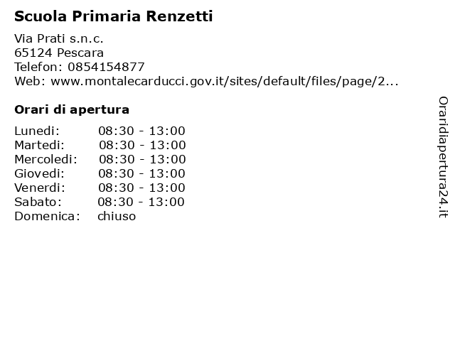 Scuola Primaria Renzetti a Pescara: indirizzo e orari di apertura