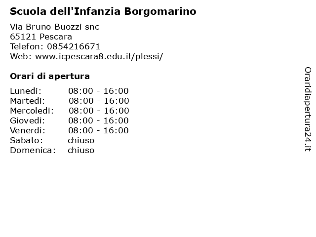 Scuola dell'Infanzia Bruno Buozzi a Pescara: indirizzo e orari di apertura