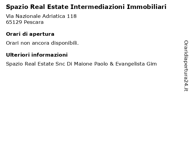 Spazio Real Estate Intermediazioni Immobiliari a Pescara: indirizzo e orari di apertura