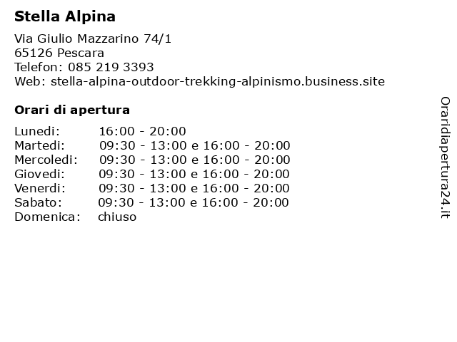 Stella Alpina a Pescara: indirizzo e orari di apertura