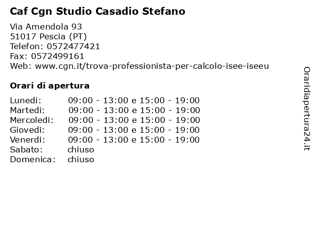 Caf Cgn Studio Casadio Stefano a Pescia (PT): indirizzo e orari di apertura