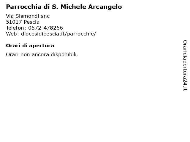 Parrocchia di S. Michele Arcangelo a Pescia: indirizzo e orari di apertura