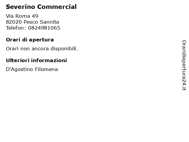 Severino Commercial a Pesco Sannita: indirizzo e orari di apertura