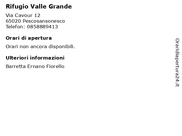 Rifugio Valle Grande a Pescosansonesco: indirizzo e orari di apertura