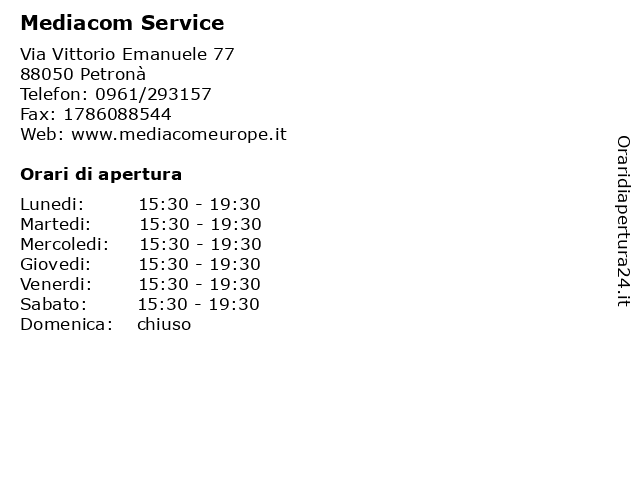 Mediacom Service a Petronà: indirizzo e orari di apertura