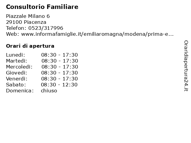 Consultorio Familiare a Piacenza: indirizzo e orari di apertura