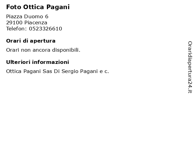 Foto Ottica Pagani a Piacenza: indirizzo e orari di apertura