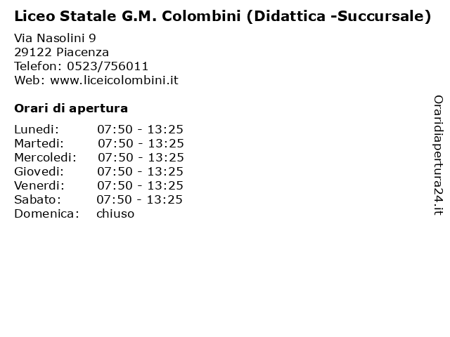 á… Orari Di Apertura Liceo Statale G M Colombini Didattica Succursale Via Nasolini