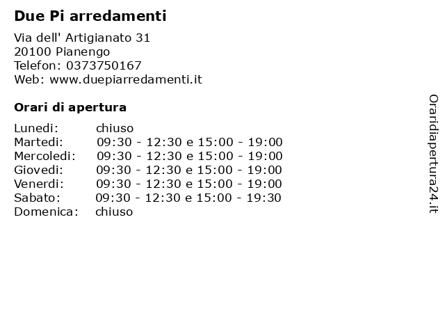 ᐅ Orari Due Pi Arredamenti Via Dell Artigianato 31 100 Pianengo