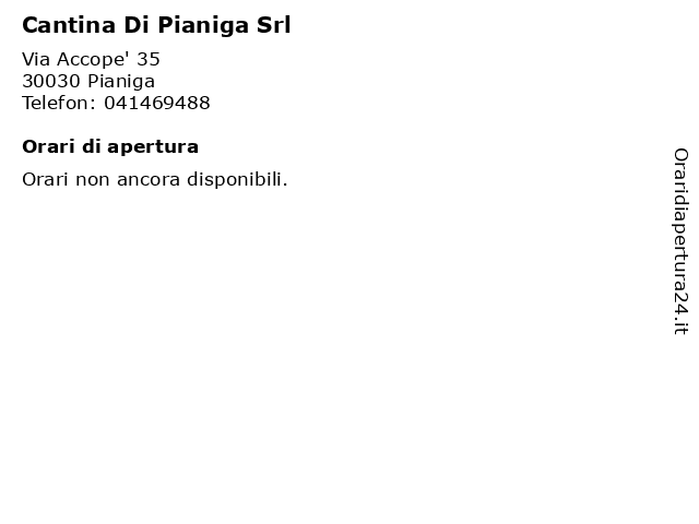 Cantina Di Pianiga Srl a Pianiga: indirizzo e orari di apertura