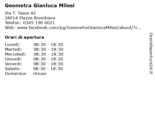 Geometra Gianluca Milesi a Piazza Brembana: indirizzo e orari di apertura