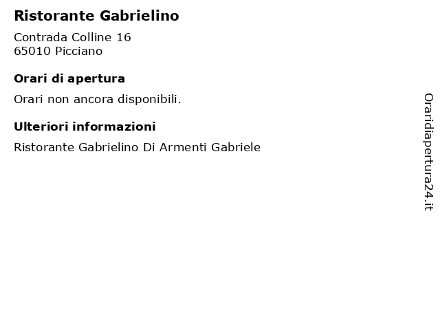 Ristorante Gabrielino a Picciano: indirizzo e orari di apertura
