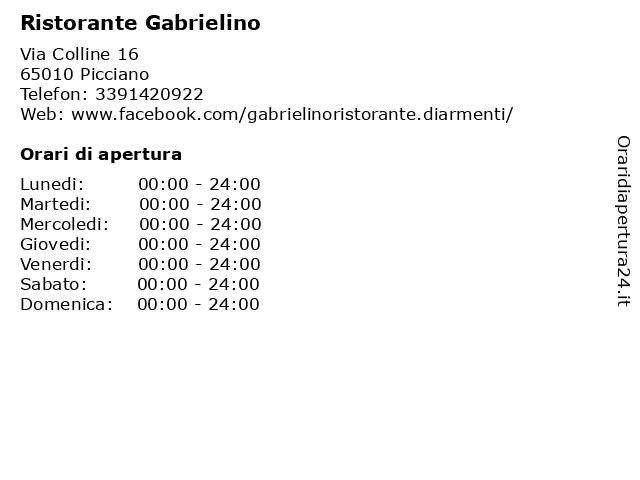 Ristorante Gabrielino a Picciano: indirizzo e orari di apertura